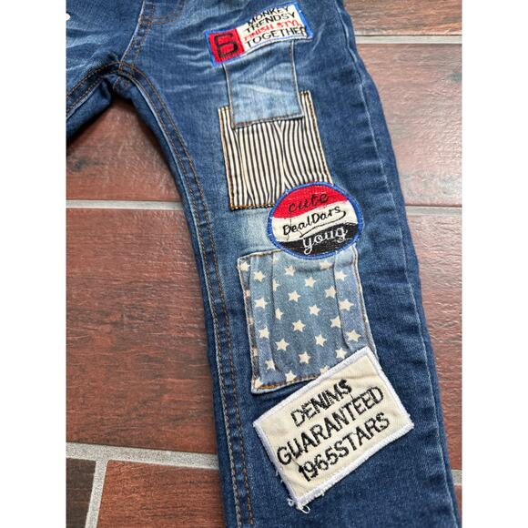 Vintage Kids Patchwork Fleece-Lined Jeans Y2K – Estimated 4T - Picture 2 of 6